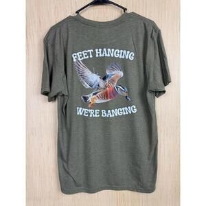 Next Level Apparel Shirt Mens Large Green Feet Hanging Duck Hunting Graphic Tee